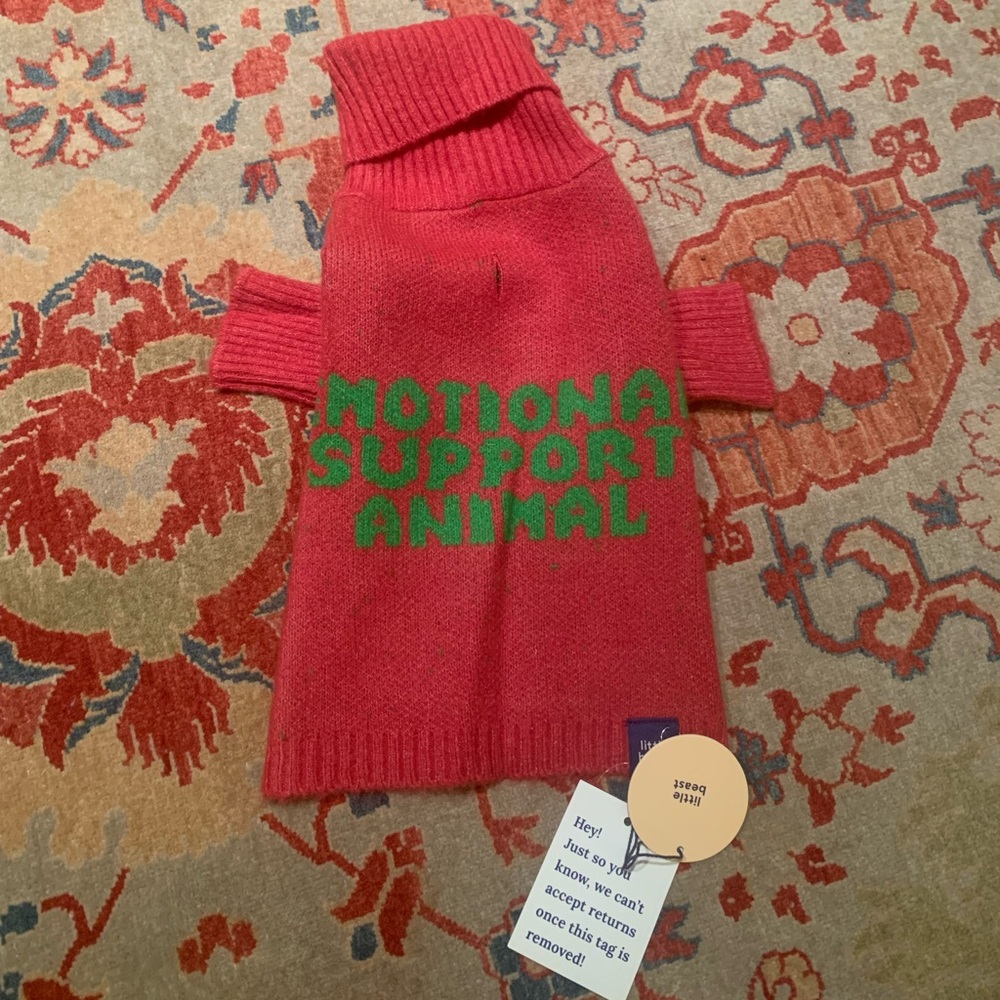 Emotional Support Animal sweater by Little Beast size small NWT